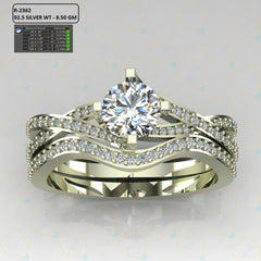 1.30 TCW Round Cut Bridal Set Lab Grown Diamond Ring for Women