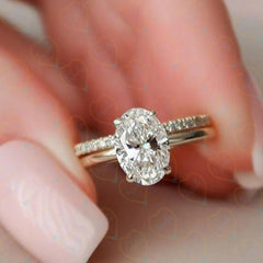 2.00 CW Oval Cut Hidden Halo Lab Grown Diamond Ring for Women