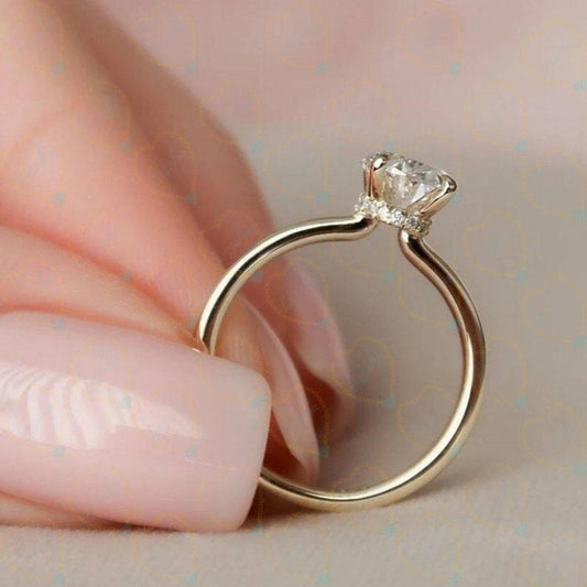 2.00 CW Oval Cut Hidden Halo Lab Grown Diamond Ring for Women