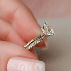 2.00 CW Oval Cut Hidden Halo Lab Grown Diamond Ring for Women