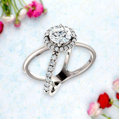 0.50 TCW Round Cut Unique Lab Grown Diamond Ring for Women