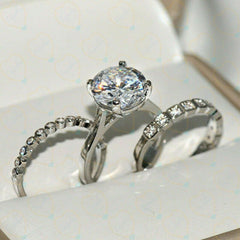 1.30 TCW Round Cut Bridal Set Lab Grown Diamond Ring for Women