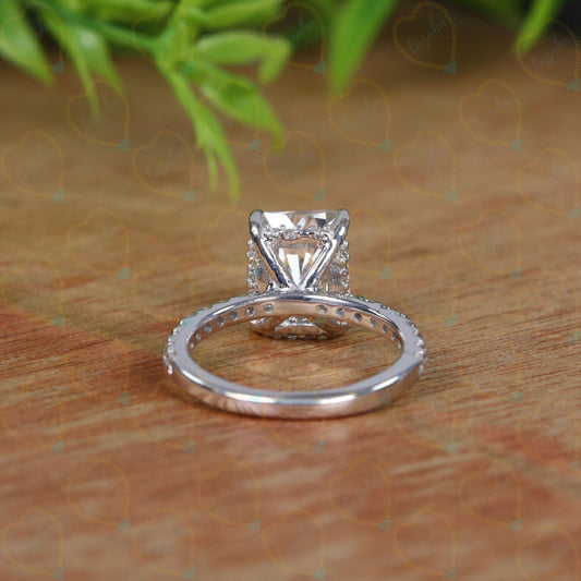 2.50 TCW Radiant Cut Hidden Halo Lab Grown Diamond Ring for Women