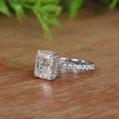 2.50 TCW Radiant Cut Hidden Halo Lab Grown Diamond Ring for Women