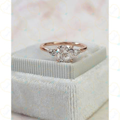 1.70 TCW Cushion Cut 3 Stone Lab Grown Diamond Ring for Women