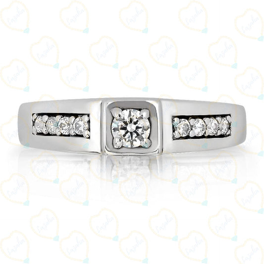 Round Cut Solitaire With Accents Lab Grown Diamond Ring for Women