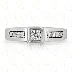 Round Cut Solitaire With Accents Lab Grown Diamond Ring for Women