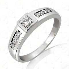 Round Cut Solitaire With Accents Lab Grown Diamond Ring for Women