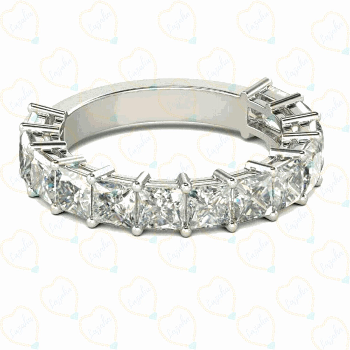 13.00 TCW Princess Cut Eternity Lab Grown Diamond Ring for Women