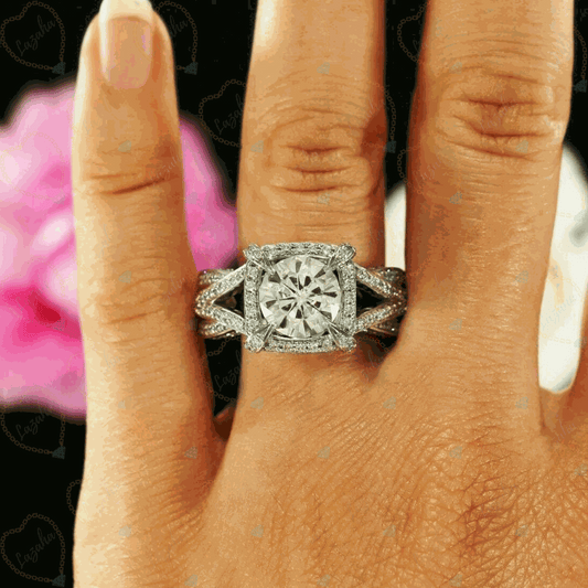 1.70 TCW Round Cut Split Shank Lab Grown Diamond Ring for Women