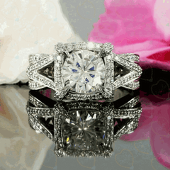 1.70 TCW Round Cut Split Shank Lab Grown Diamond Ring for Women