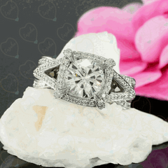 1.70 TCW Round Cut Split Shank Lab Grown Diamond Ring for Women