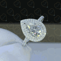 1.70 TCW Pear Cut Double Halo Lab Grown Diamond Ring for Women