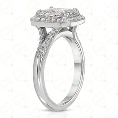 2.00 CTW Radiant Cut Split Shank Lab Grown Diamond Ring for Women