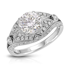 2.00 CTW Round Cut Art Deco Lab Grown Diamond Ring for Women