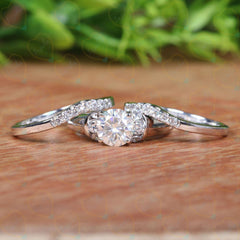 1.00 CTW Round Cut Bridal Set Lab Grown Diamond Ring for Women