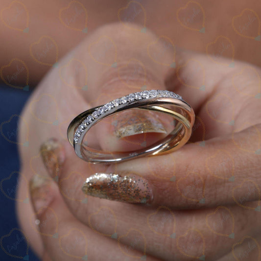 Anello da donna con diamante di laboratorio intrecciato taglio rotondo da 0,60 TCW