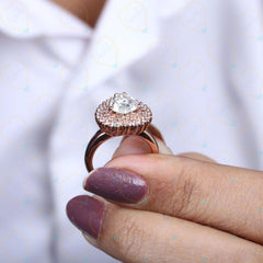 1.00 TCW Heart Cut Halo Lab Grown Diamond Ring for Women