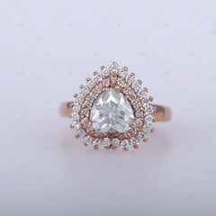 1.00 TCW Heart Cut Halo Lab Grown Diamond Ring for Women