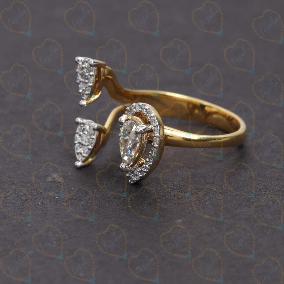 0.50 TCW Pear Cut Split Shank Lab Grown Diamond Ring for Women