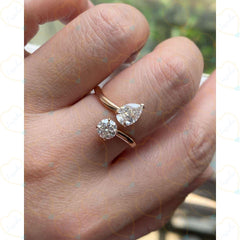 1.00 TCW Pear Cut Toi Et Moi Lab Grown Diamond Ring for Women