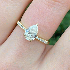 1.20 TCW Pear Cut Solitaire With Accents Lab Grown Diamond Ring for Women