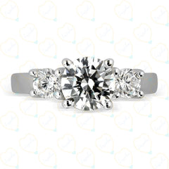 1.30 TCW Round Cut 3 Stone Lab Grown Diamond Ring for Women