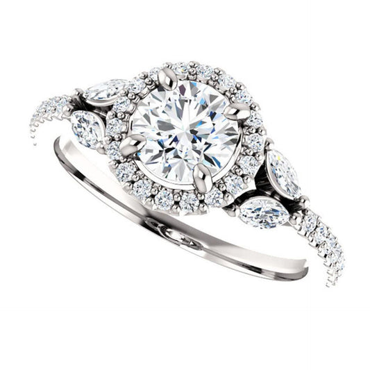 1.00 CTW Round Cut Solitaire With Accents Lab Grown Diamond Ring for Women