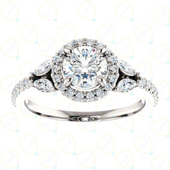 1.00 CTW Round Cut Solitaire With Accents Lab Grown Diamond Ring for Women