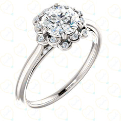 1.70 TCW Round Cut Halo Lab Grown Diamond Ring for Women