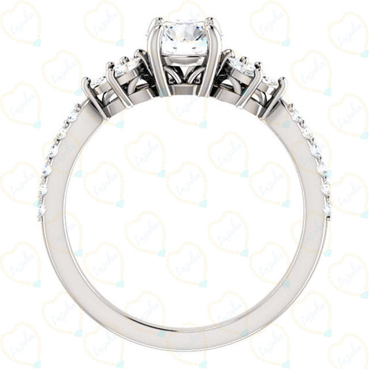 1.00 TCW Round Cut Solitaire With Accents Lab Grown Diamond Ring for Women