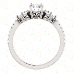 1.00 TCW Round Cut Solitaire With Accents Lab Grown Diamond Ring for Women