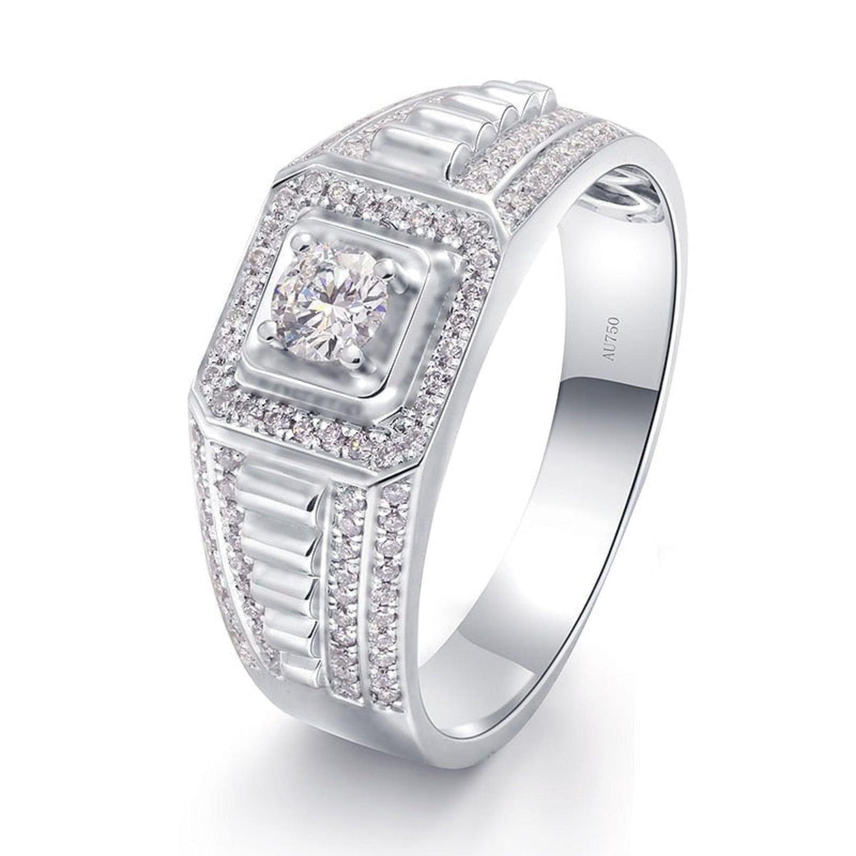 0.50 TCW Round Cut Halo Lab Grown Diamond Ring for Women