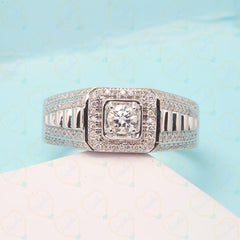 0.50 TCW Round Cut Halo Lab Grown Diamond Ring for Women