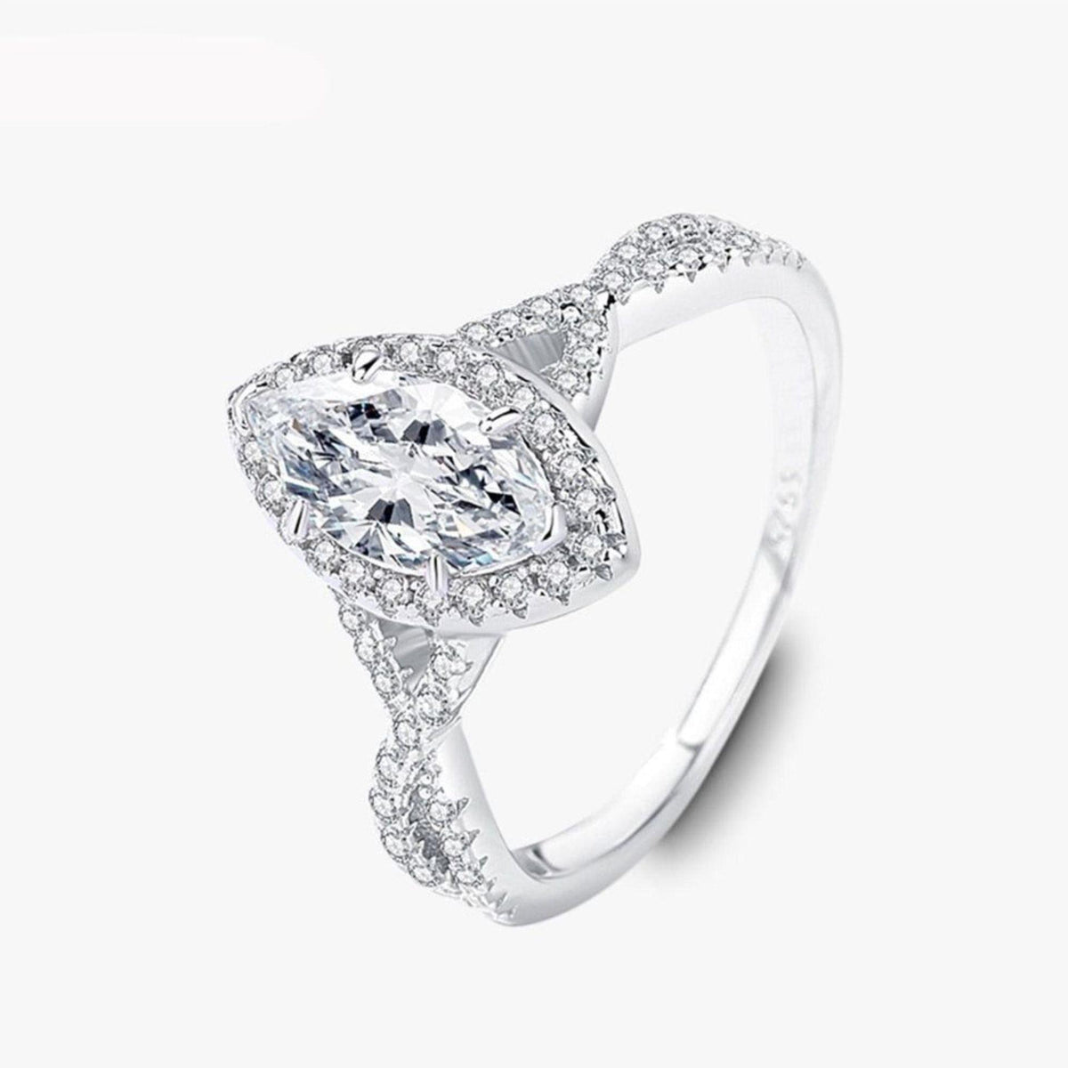 1.00 TCW Marquise Cut Twisted Lab Grown Diamond Ring for Women