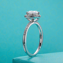 1.00 TCW Round Cut Halo Lab Grown Diamond Ring for Women