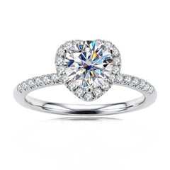 1.00 TCW Round Cut Halo Lab Grown Diamond Ring for Women