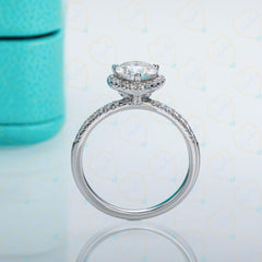 1.00 TCW Round Cut Halo Lab Grown Diamond Ring for Women