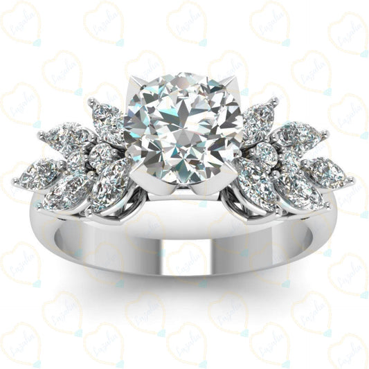 1.30 TCW Round Cut Solitaire With Accents Lab Grown Diamond Ring for Women