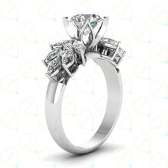 1.30 TCW Round Cut Solitaire With Accents Lab Grown Diamond Ring for Women