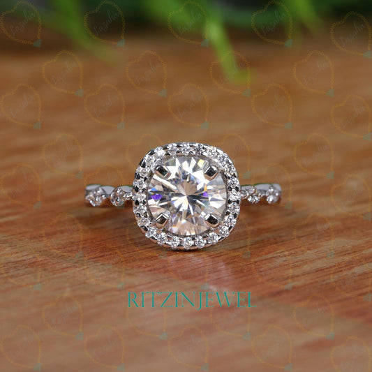 1.30 TCW Round Cut Bridal Set Lab Grown Diamond Ring for Women