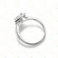 0.50 TCW Round Cut Halo Lab Grown Diamond Ring for Women