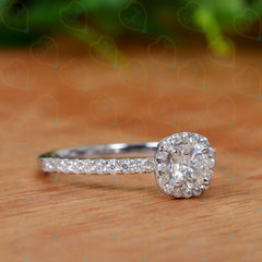 0.50 TCW Round Cut Halo Lab Grown Diamond Ring for Women