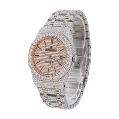 AP Stainless Steel 41MM Moissanite Diamond Watch 25CT With Two-Tone Option