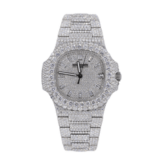 Orologio PT 41MM VVS Moissanite Diamond Two Row Stone Bezel 22CT