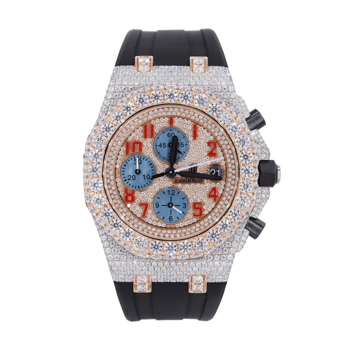 Stainless Steel 41MM Moissanite Diamond Watch 15CT