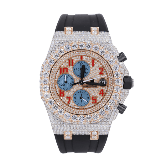 Orologio in acciaio inossidabile da 41 mm con diamanti Moissanite 15 carati