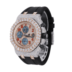 Orologio in acciaio inossidabile da 41 mm con diamanti Moissanite 15 carati