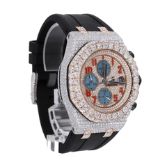 Orologio in acciaio inossidabile da 41 mm con diamanti Moissanite 15 carati