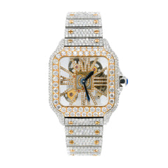 CS Skeleton Two-Tone 41MM VVS Moissanite Diamond Watch 20CT